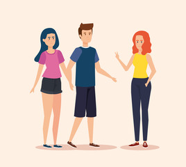 Fototapeta premium girls and boy friends with casual clothes