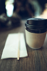 Paper coffee mug Coffee in the morning 