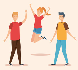 boys and pretty girl with casual clothes