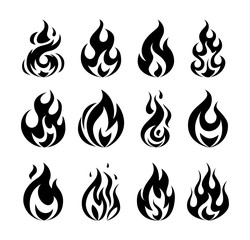 Simple vector flame icons in flat style