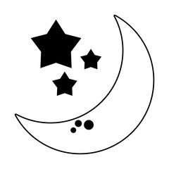 Stars set of cartoons isolated in black and white