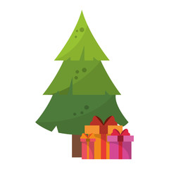 Christmas tree with gift boxes cartoon