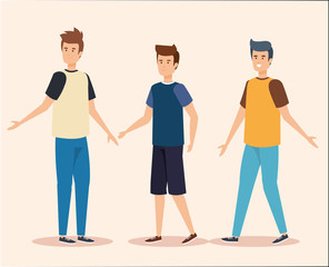 Fototapeta premium set nice boys with hairstyle and casual clothes