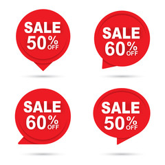 Sale circle banner red paper abstract background. Use for tag, discount stickers, promotion, labels, special offers.