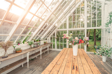 Horticultural Flower Greenhouse Glass House Built in Woods