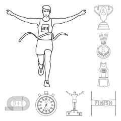 Vector illustration of exercise and sprinter  icon. Collection of exercise and marathon stock symbol for web.