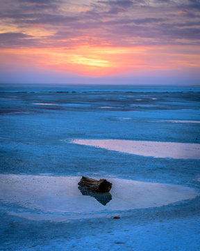 Frozen Great South Bay Off Of Long Island