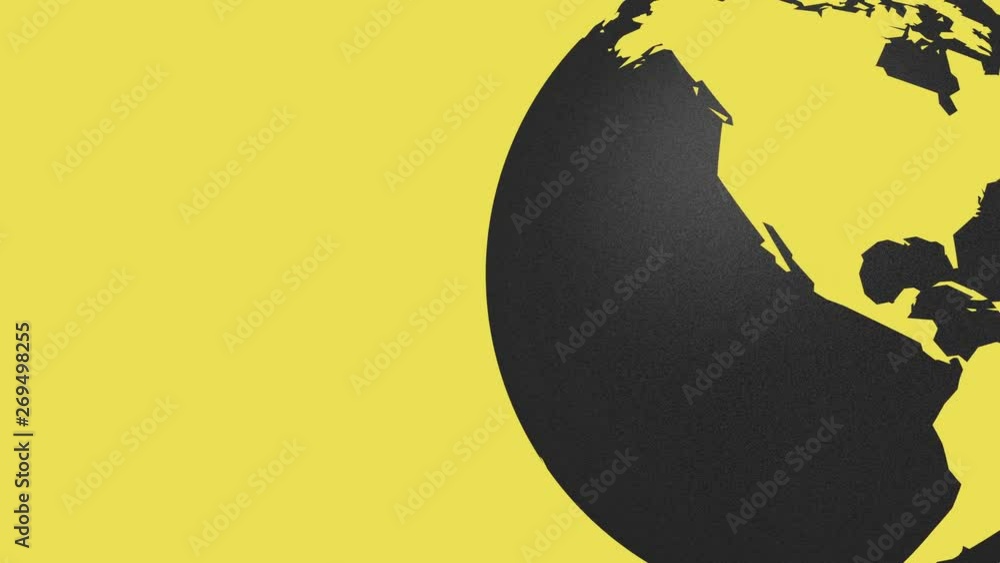 Canvas Prints warning black planet earth rotates around axis yellow abstract background