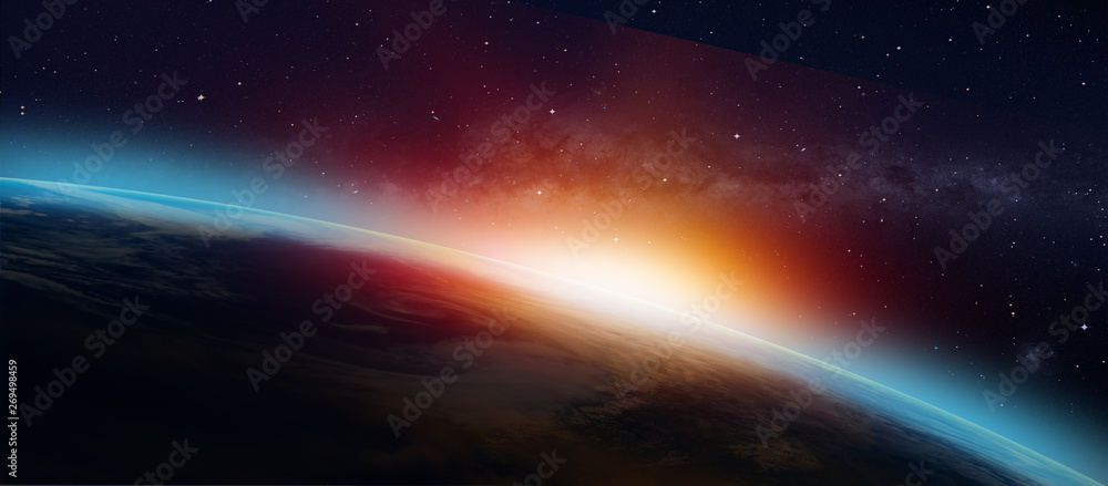 Poster planet earth with a spectacular sunset 