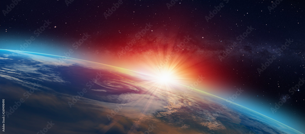 Poster planet earth with a spectacular sunset 