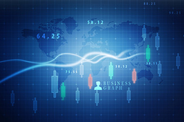 2d rendering Stock market online business concept. business Graph 