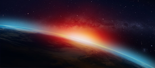 Planet Earth with a spectacular sunset 