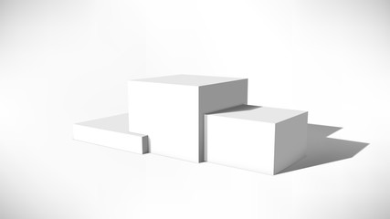 Pedestal with 3D cubes and realistic shadow in the room