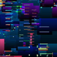 Abstract glitch background with colorful pixel error lines and graphic defects