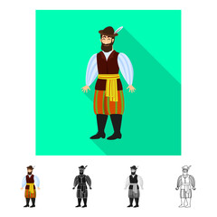 Vector illustration of man and polish icon. Set of man and costume vector icon for stock.