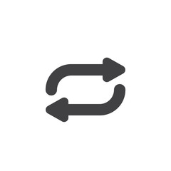 Arrows left and right vector icon. Refresh, reload, repeat filled flat sign for mobile concept and web design. Transfer arrows glyph icon. Symbol, logo illustration. Vector graphics