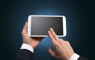 Hand using tablet with no concept and empty space
