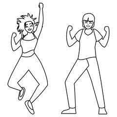 happy young couple celebrating characters