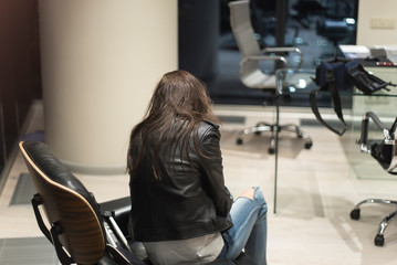 Woman alone in office