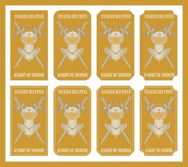 Fototapeta premium Knight of Swords Tarot of the symbol golden and white