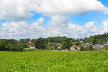 Typical French village in green hills