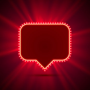 Neon frame sign in the shape of a chat.