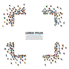 A group of people in a shape of frame banner.