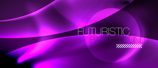 Glossy glowing neon light wave background
