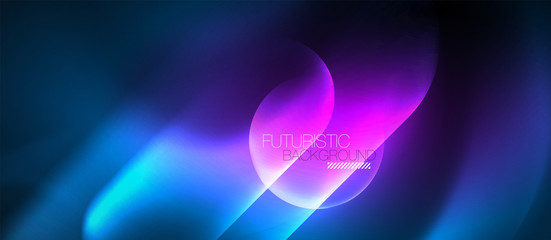 Blue neon round shapes techno background