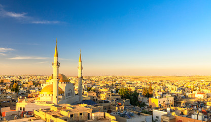 Madaba and the King Hussain Mosque by Golden Hour - obrazy, fototapety, plakaty