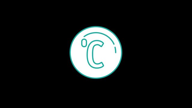 Celsius icon video animation with black background.4K resolution.