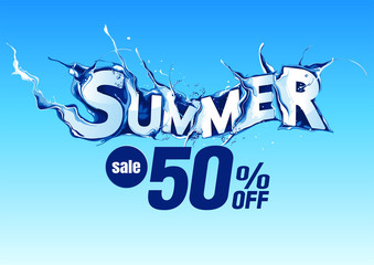 Summer Sale Water Wave, background vector illustration.