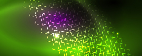 Shiny glowing design background, neon style lines, technology concept, vector