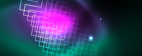Shiny glowing design background, neon style lines, technology concept, vector