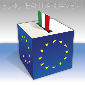 Italy, voting box, European parliament elections, flag and national symbols, vector illustration