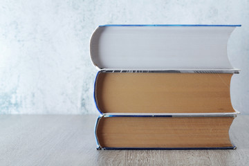 A stack of books with copy space	