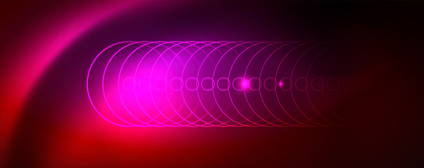 Neon glowing techno lines, hi-tech futuristic abstract background template, vector