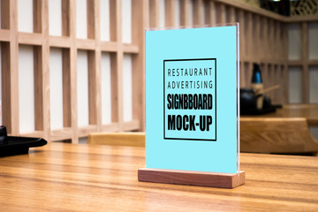 Mock up vertical advertising signboard in Japanese style restaurant
