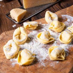 Delicious tortellini di formaggio with cheese and pepper filling