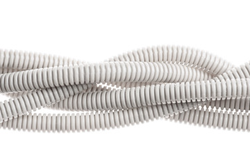 Plastic corrugated pipe isolated on white background 