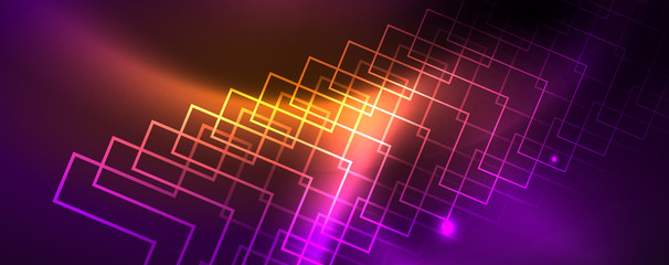 Shiny glowing design background, neon style lines, technology concept, vector