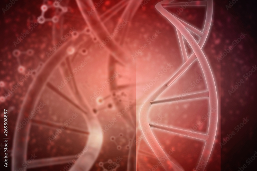Poster 3d render of dna structure, abstract background