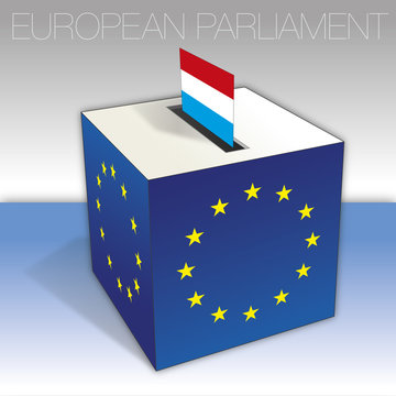 Luxembourg, voting box, European parliament elections, flag and national symbols, vector illustration