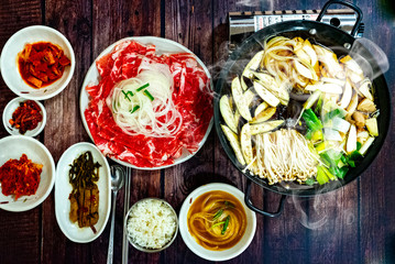 la갈비, 삼겹살, 샤브샤브, 고기구이, 음식점, 스프