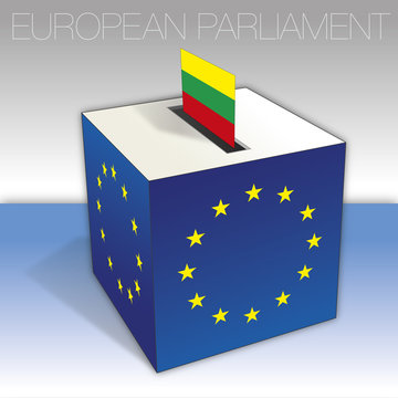 Lithuania, voting box, European parliament elections, flag and national symbols, vector illustration