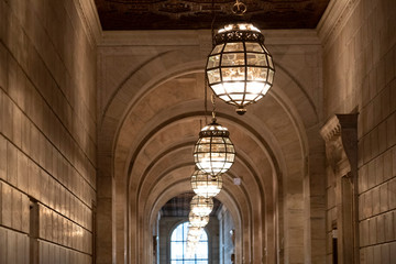 NEW YORK, USA - MAY 4 2019 - Interior of Public Library on 5th avenue