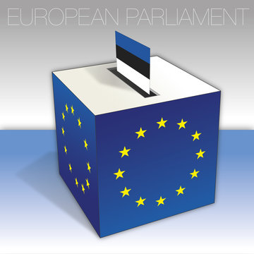 Estonia, voting box, European parliament elections, flag and national symbols, vector illustration