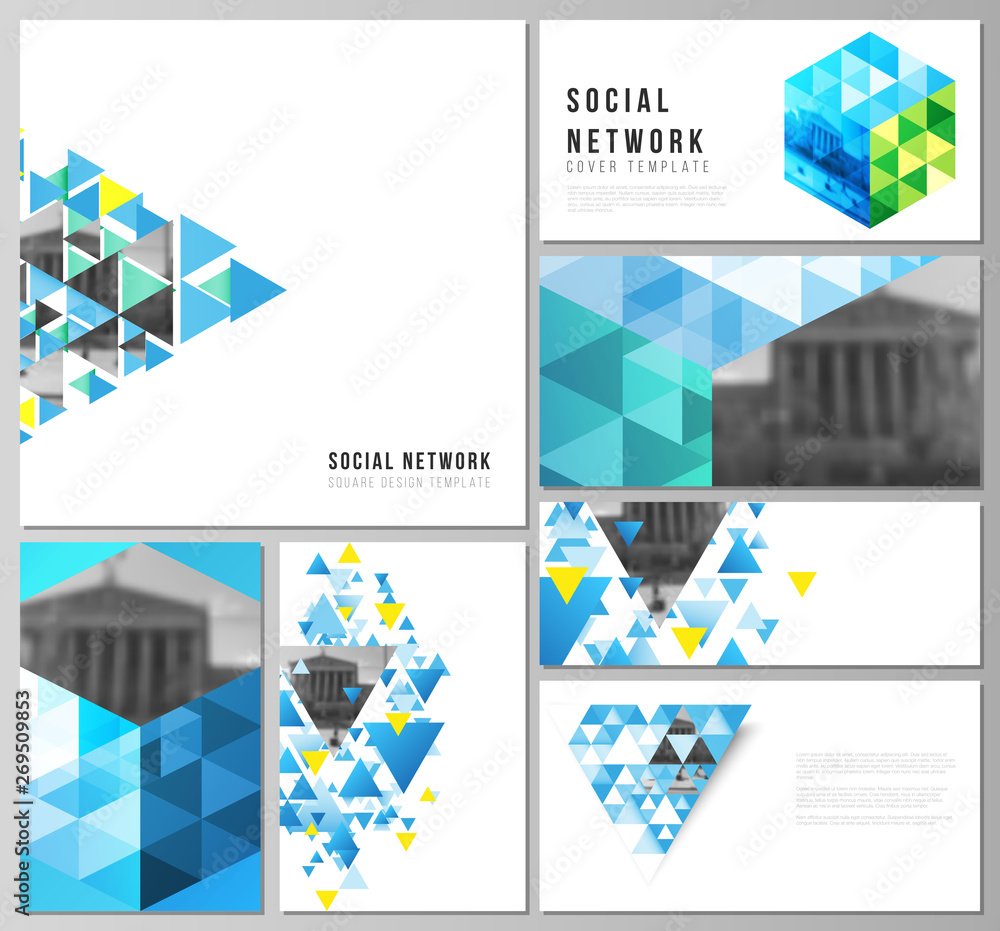 Poster the minimalistic abstract vector illustration of the editable layouts of modern social network mocku