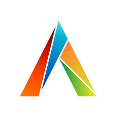 colorful prism letter A logo concept