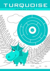 Learning colors. Turquoise. Educational material for children. Worksheet for kids.